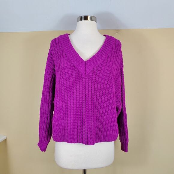 Topshop Oversize V-Neck Sweater in Purple Size S - Picture 1 of 9